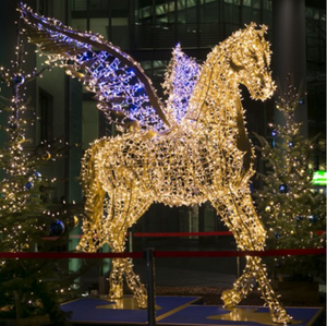 Escultura de caballos animales iluminada 3D con luz de cuerda para el zoológico Garden Park Decoración al aire libre