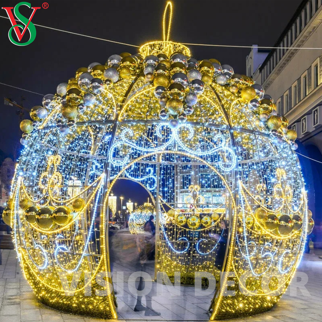 La luz de la bola de la guirnalda comercial al aire libre 3D llevó la luz de la decoración del motivo de la Navidad de la bola del arco