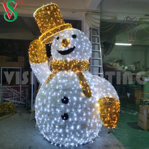 La estatuilla al aire libre modificada para requisitos particulares 3D encendió las luces llevadas escultura del muñeco de nieve de Papá Noel de la Navidad