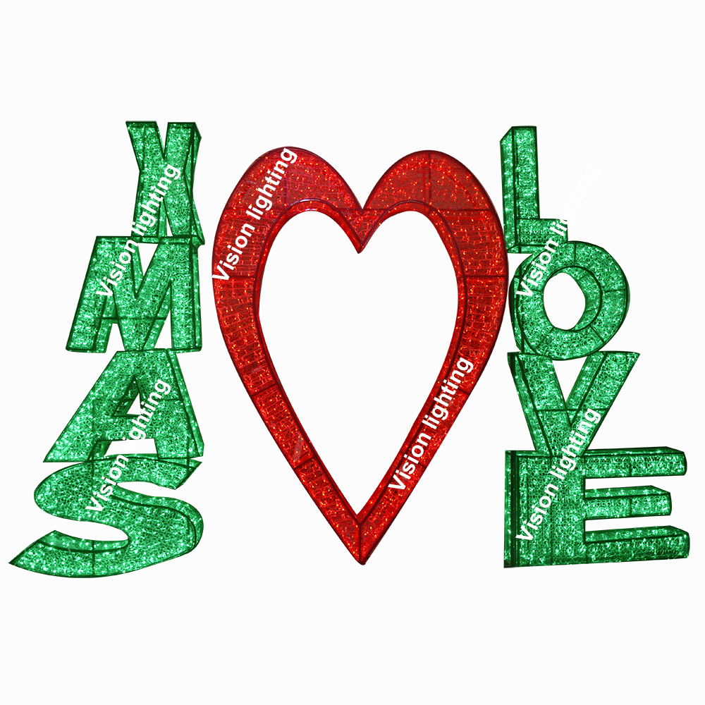 Decoración exterior Paisaje IP65 Escultura 3D de alta calidad led Navidad vacaciones motivo letra luz